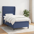 Boxspring Met Matras Stof Blauw 90 x 190 cm Effen met spijkers