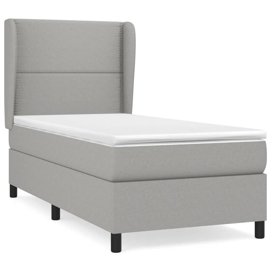 Boxspring Met Matras Stof Lichtgrijs 100 x 200 cm Effen met spijkers