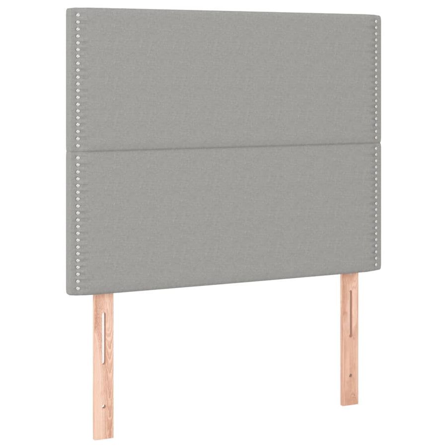 Boxspring Met Matras Stof Lichtgrijs 100 x 200 cm Effen met spijkers