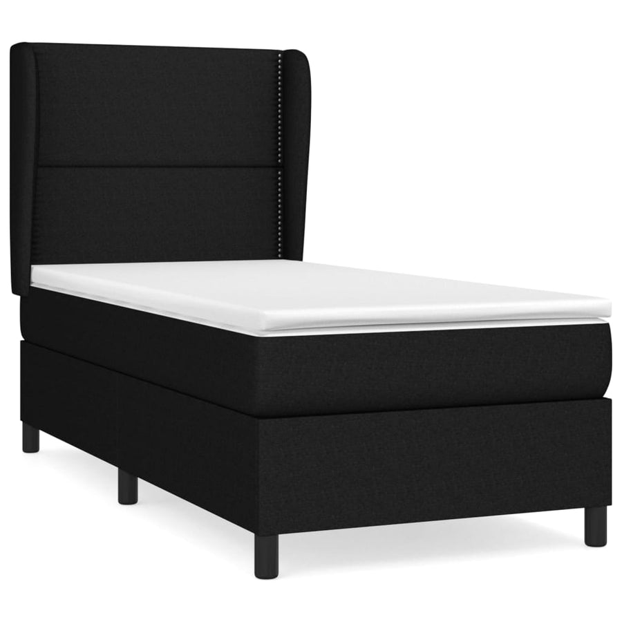 Boxspring Met Matras Stof Zwart 100 x 200 cm Effen met spijkers
