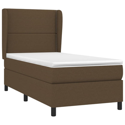 Boxspring met matras stof donkerbruin 100x200 cm 100 x 200 cm Donkerbruin