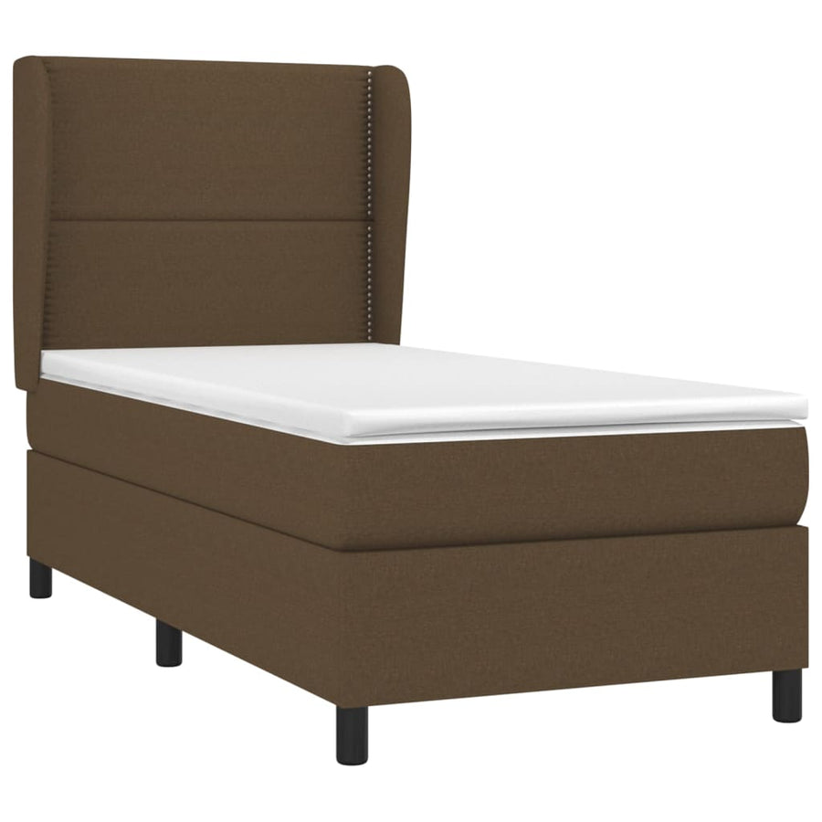 Boxspring met matras stof donkerbruin 100x200 cm 100 x 200 cm Donkerbruin