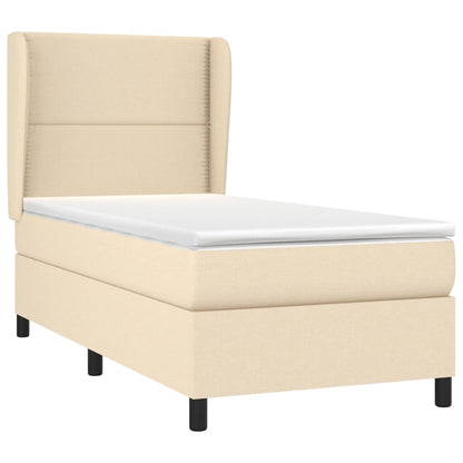 Boxspring met matras stof crèmekleurig 100x200 cm 100 x 200 cm Crème