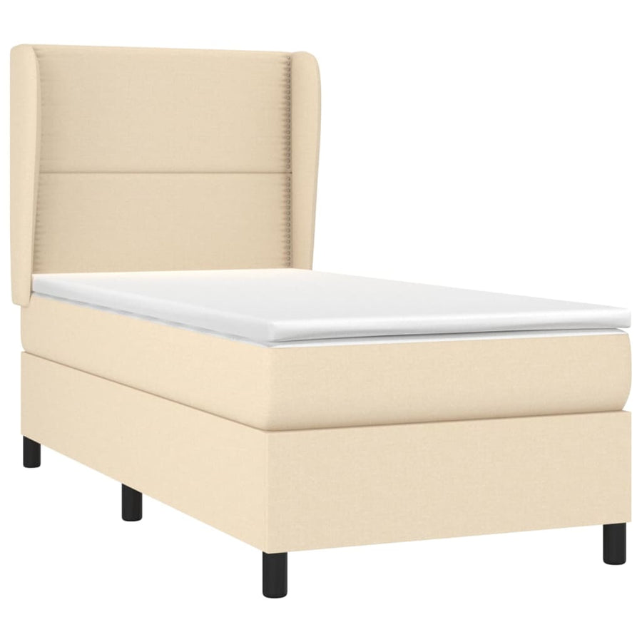 Boxspring met matras stof crèmekleurig 100x200 cm 100 x 200 cm Crème