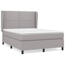 Boxspring Met Matras Stof Lichtgrijs 140 x 190 cm Effen met spijkers