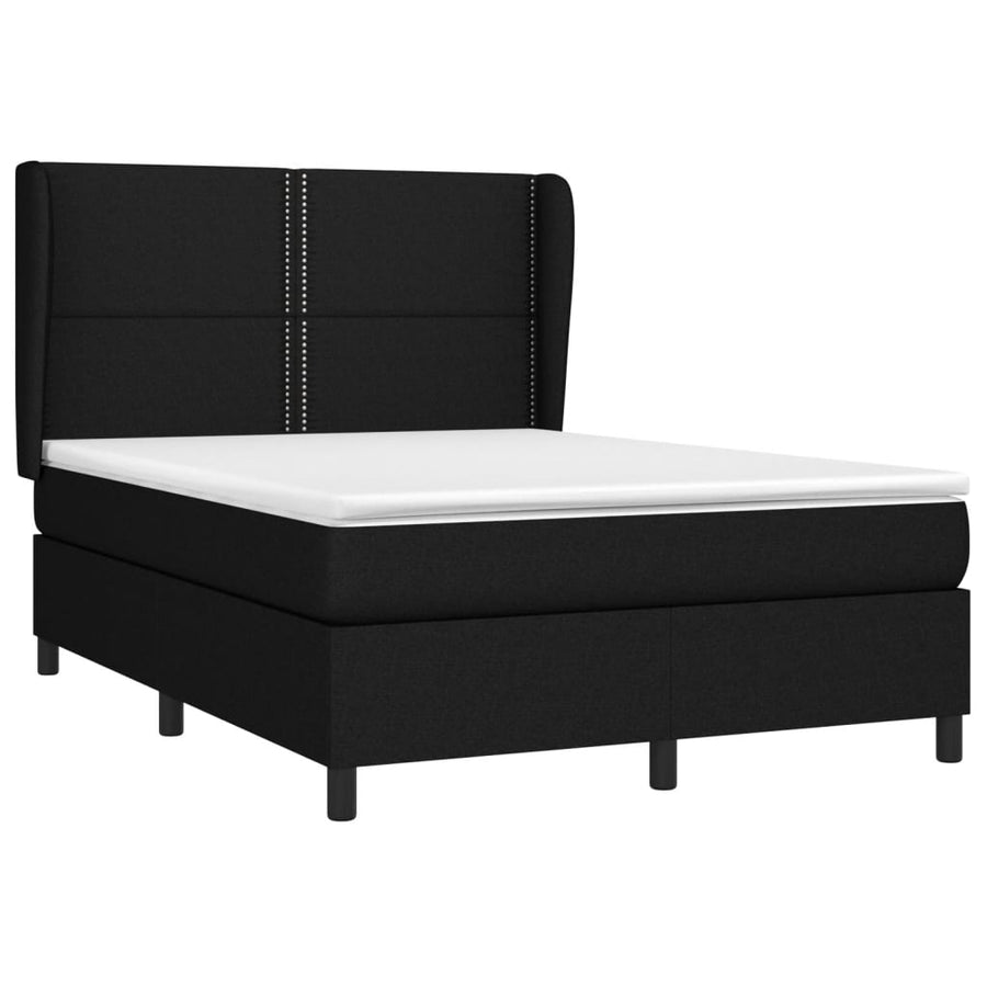 Boxspring met matras stof zwart 140x190 cm 140 x 190 cm Zwart