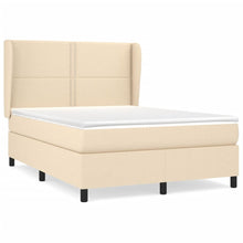 Boxspring met matras stof crèmekleurig 140x190 cm 140 x 190 cm Effen met spijkers