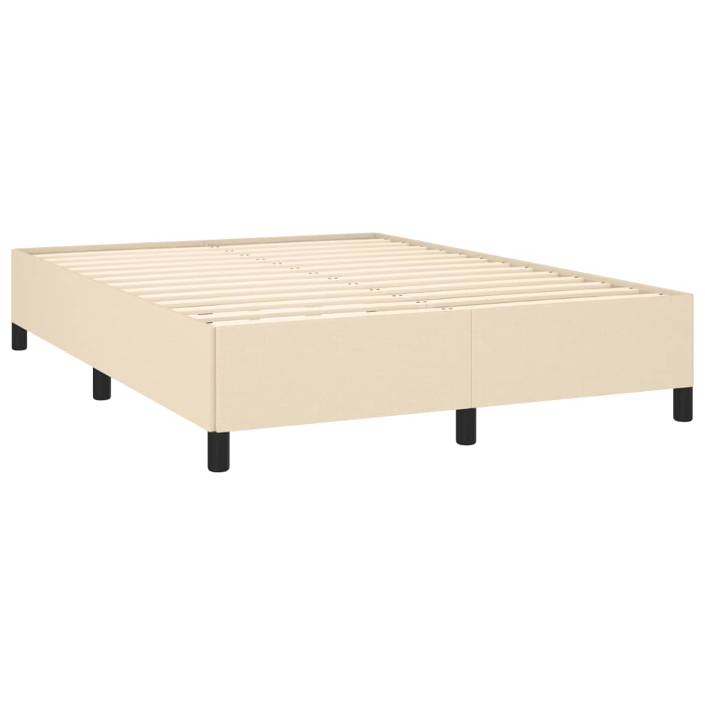 Boxspring met matras stof crèmekleurig 140x190 cm 140 x 190 cm Effen met spijkers