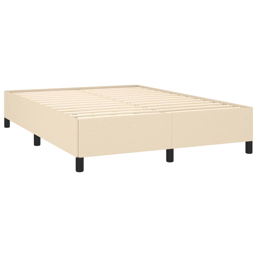Boxspring met matras stof crèmekleurig 140x190 cm 140 x 190 cm Effen met spijkers