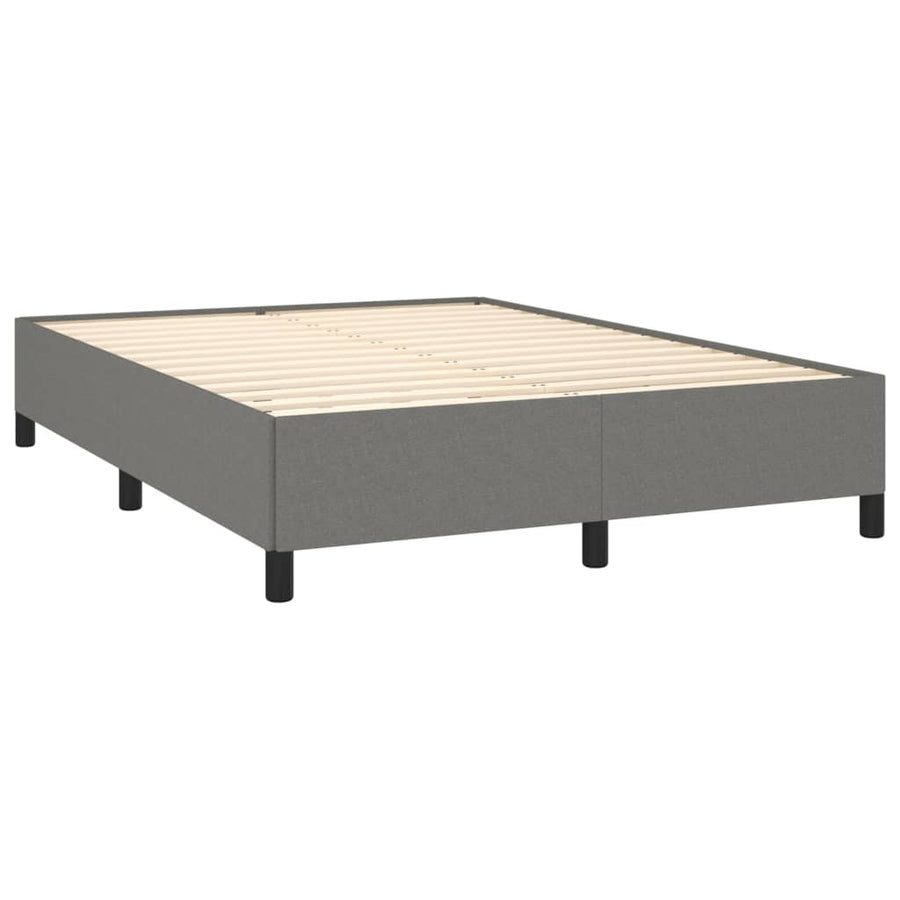 Boxspring Met Matras Stof Donkergrijs 140 x 200 cm Effen met spijkers