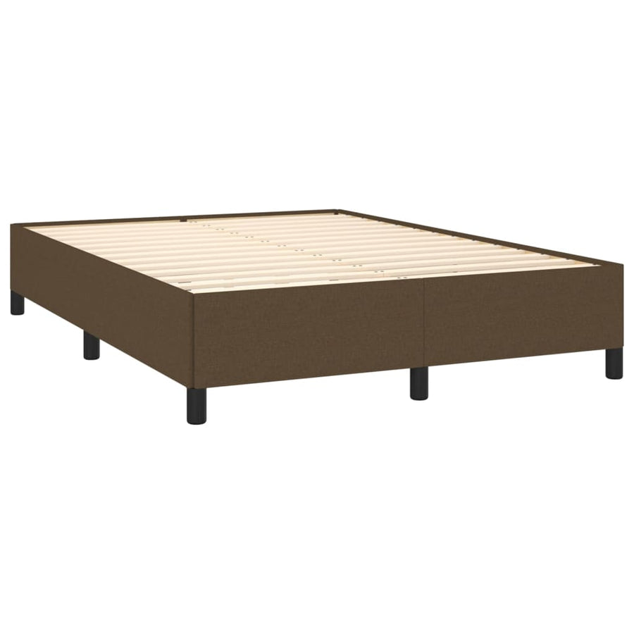 Boxspring Met Matras Stof Donkerbruin 140 x 200 cm Effen met spijkers