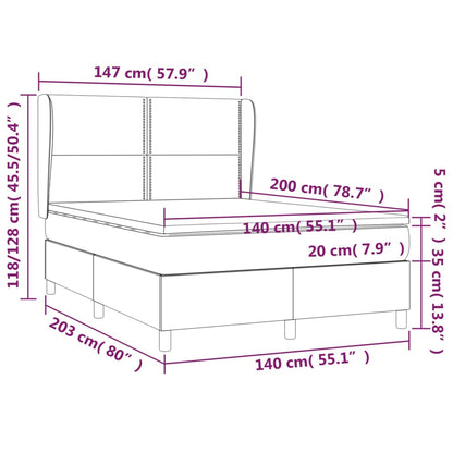 Boxspring met matras stof crèmekleurig 140x200 cm 140 x 200 cm Crème