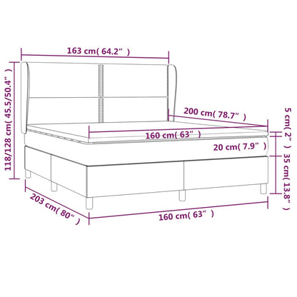 Boxspring Met Matras Stof Donkerbruin 160 x 200 cm Effen met spijkers