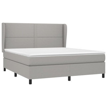 Boxspring Met Matras Stof Lichtgrijs 180 x 200 cm Effen met spijkers