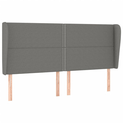 Boxspring Met Matras Stof Donkergrijs 180 x 200 cm Effen met spijkers