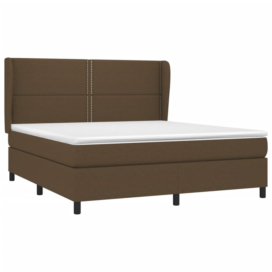 Boxspring Met Matras Stof Donkerbruin 180 x 200 cm Effen met spijkers