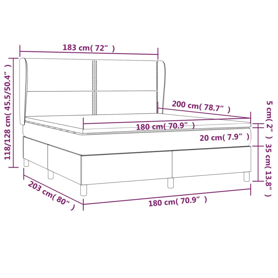 Boxspring Met Matras Stof Donkerbruin 180 x 200 cm Effen met spijkers