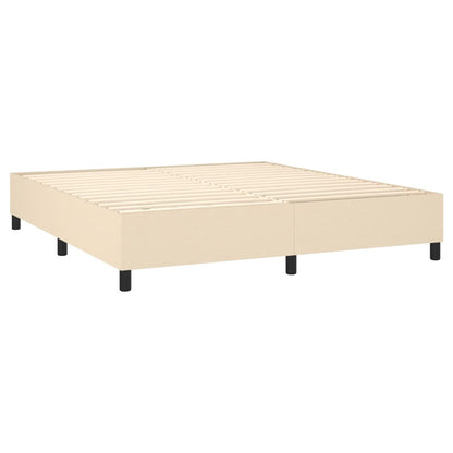 Boxspring Met Matras Stof Crèmekleurig 180X200 Cm 180 x 200 cm Effen met spijkers