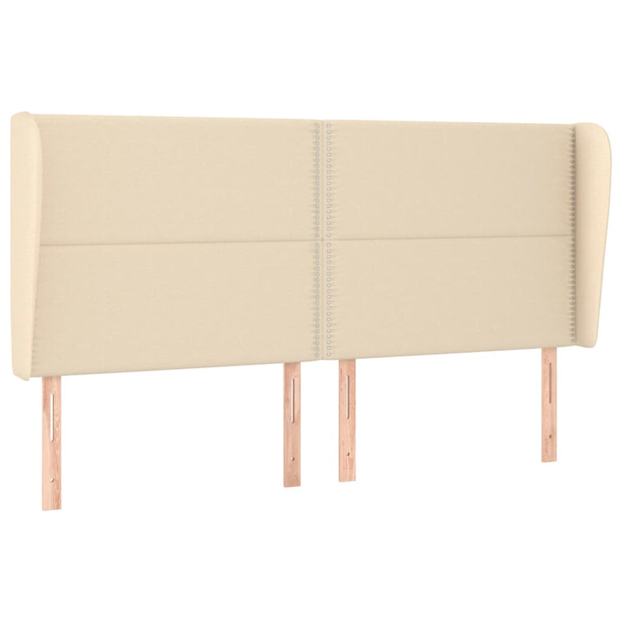 Boxspring Met Matras Stof Crèmekleurig 180X200 Cm 180 x 200 cm Effen met spijkers
