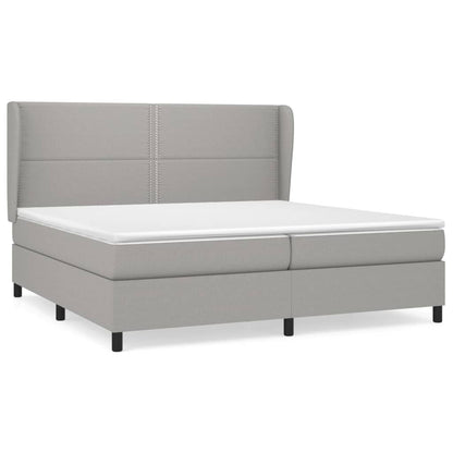 Boxspring Met Matras Stof Lichtgrijs 200 x 200 cm Effen met spijkers