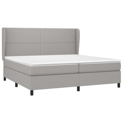 Boxspring Met Matras Stof Lichtgrijs 200 x 200 cm Effen met spijkers