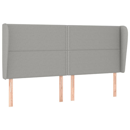 Boxspring Met Matras Stof Lichtgrijs 200 x 200 cm Effen met spijkers