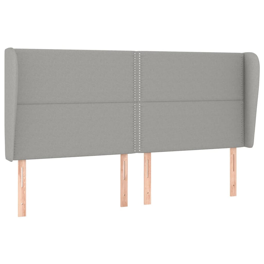 Boxspring Met Matras Stof Lichtgrijs 200 x 200 cm Effen met spijkers