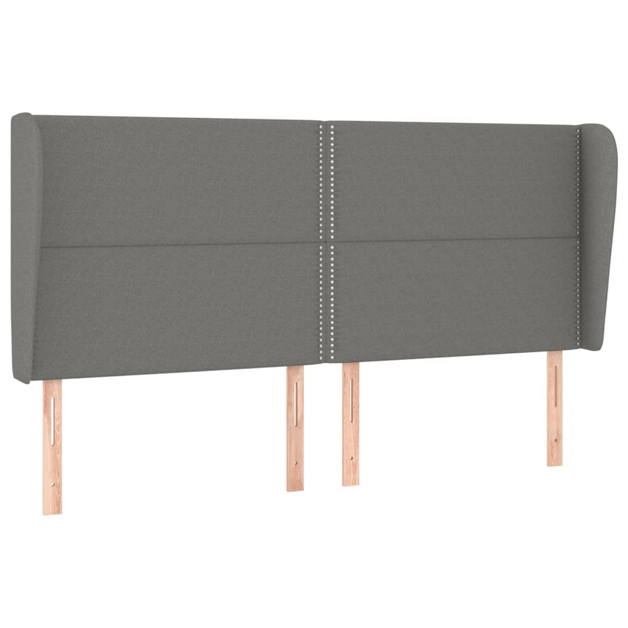 Boxspring Met Matras Stof Donkergrijs 200 x 200 cm Effen met spijkers