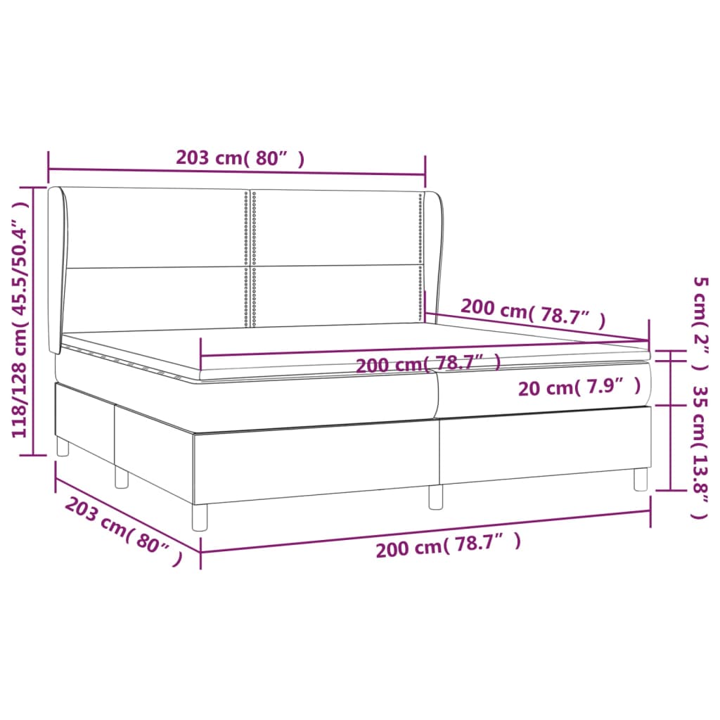 Boxspring Met Matras Stof Donkerbruin 200X200 Cm 200 x 200 cm Effen met spijkers