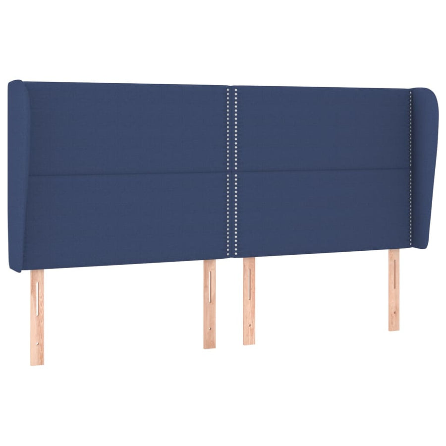 Boxspring Met Matras Stof Blauw 200 x 200 cm Effen met spijkers