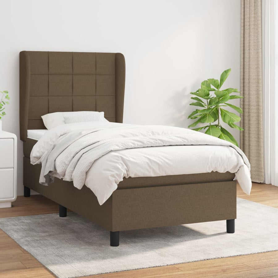 Boxspring met matras stof donkerbruin 80x200 cm