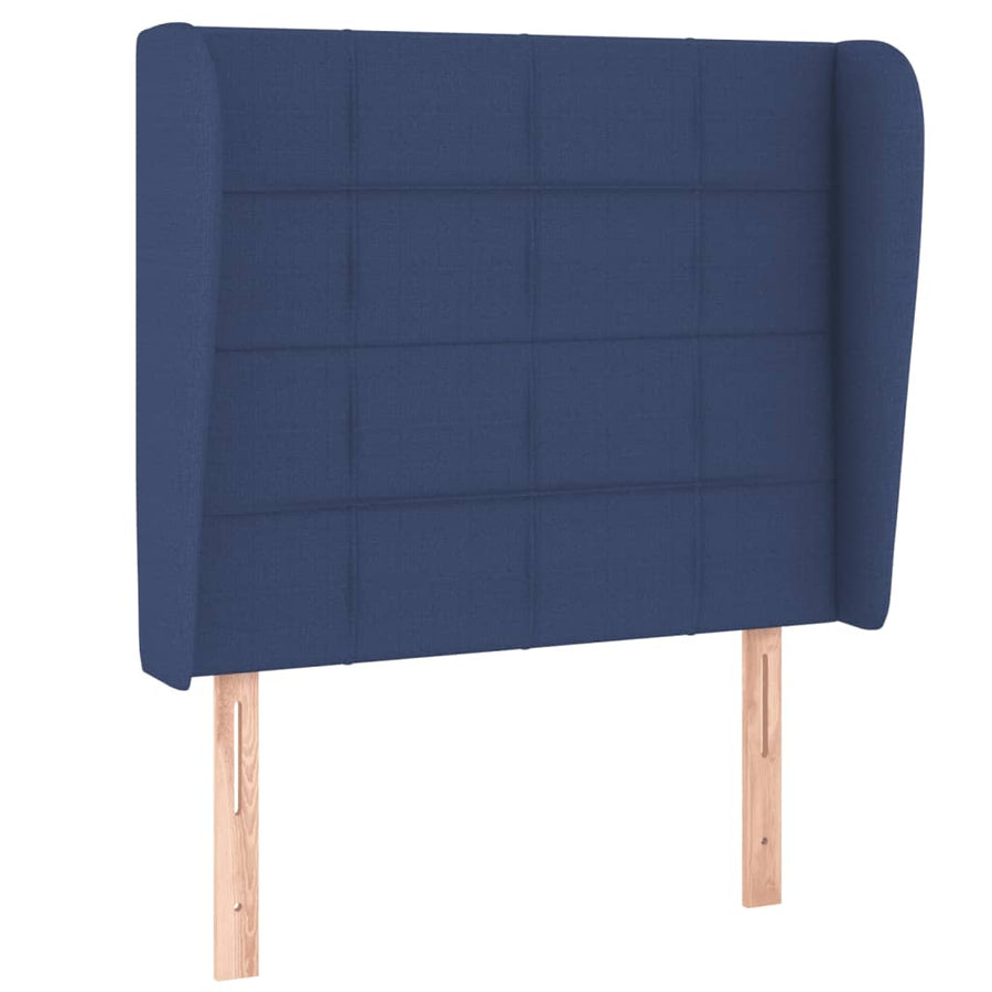 Boxspring Met Matras Stof Blauw 80 x 200 cm Blok met vierkanten