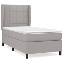 Boxspring Met Matras Stof Lichtgrijs 90 x 190 cm Blok met vierkanten