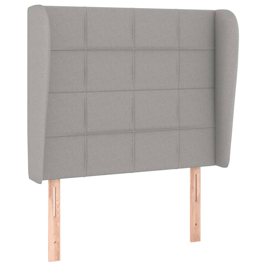 Boxspring Met Matras Stof Lichtgrijs 90 x 190 cm Blok met vierkanten