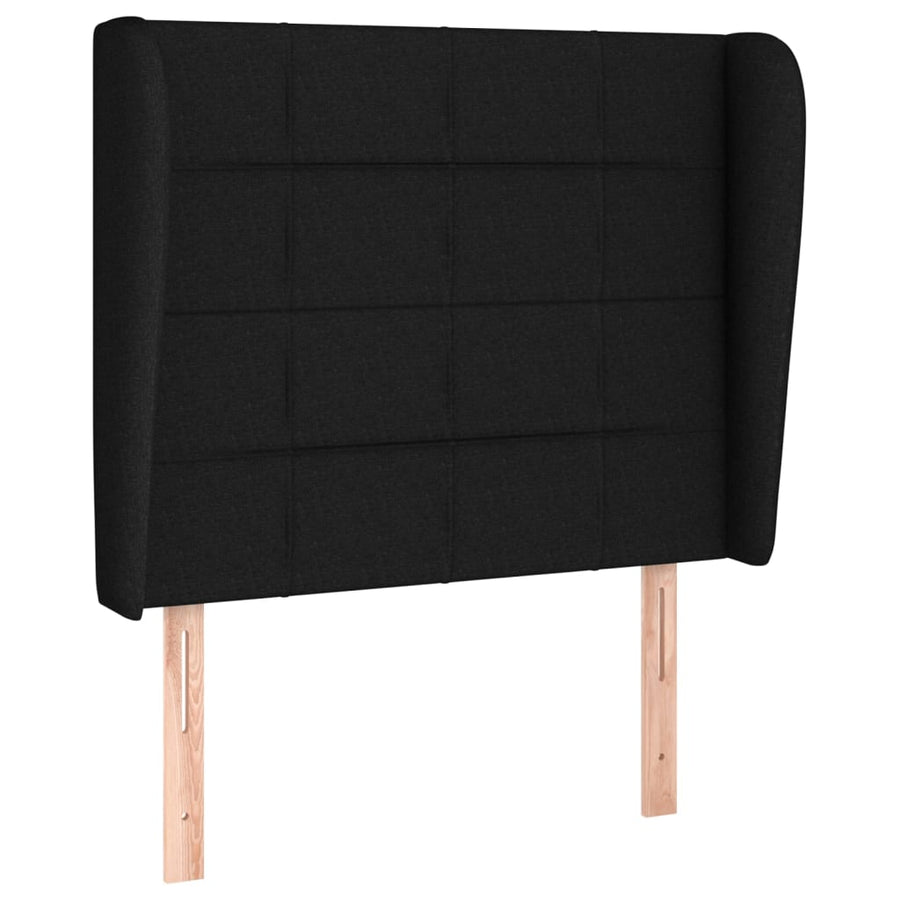 Boxspring Met Matras Stof Zwart 90 x 190 cm Blok met vierkanten