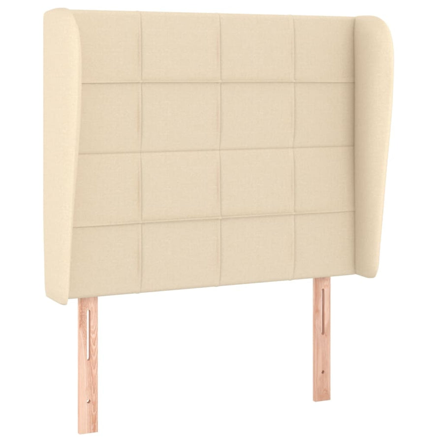 Boxspring met matras stof crèmekleurig 90x190 cm 90 x 190 cm Blok met vierkanten