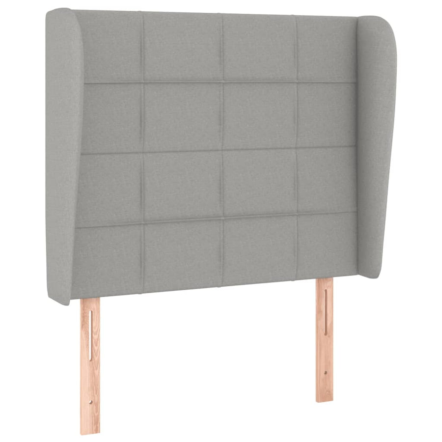 Boxspring Met Matras Stof Lichtgrijs 90 x 200 cm Blok met vierkanten