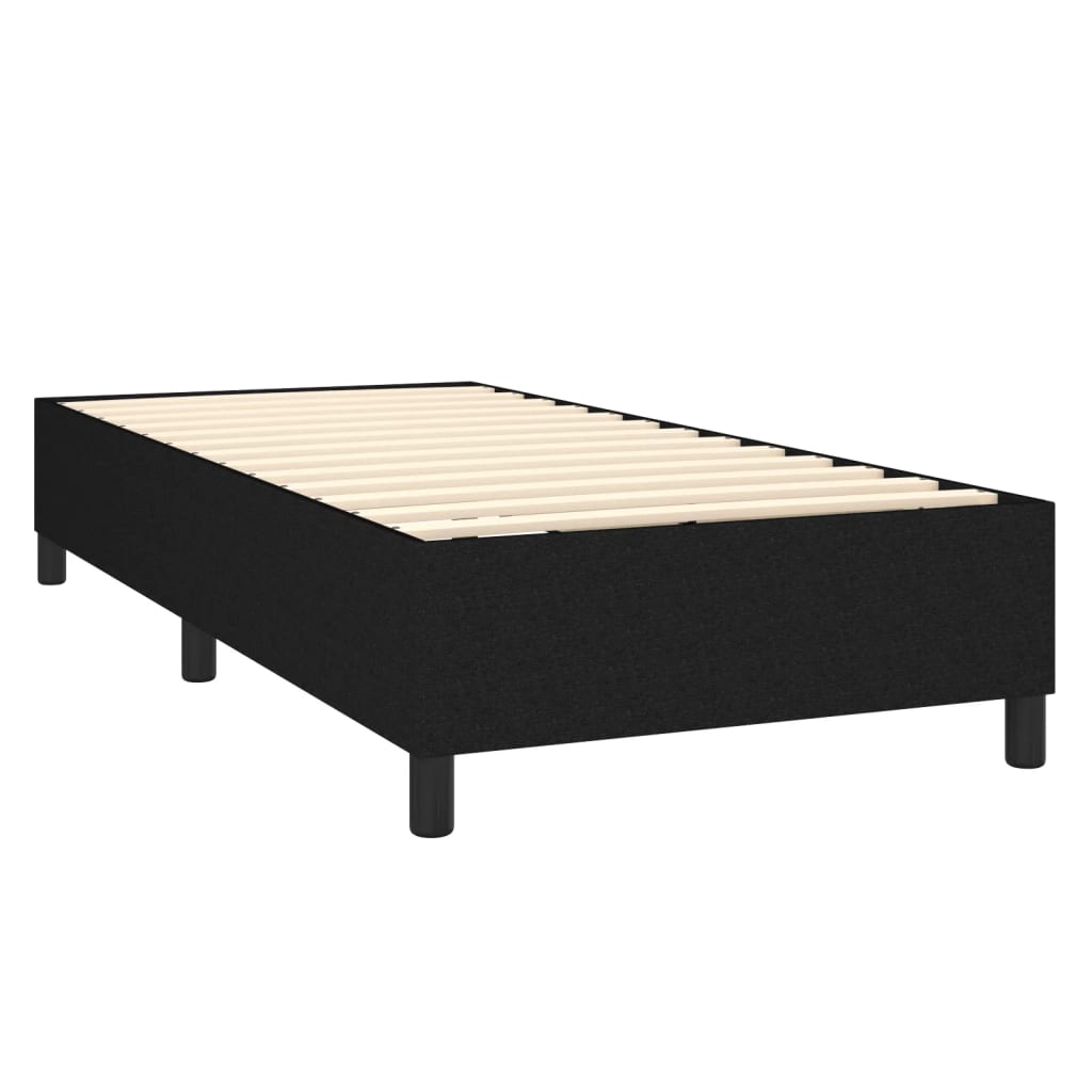 Boxspring Met Matras Stof Zwart 100 x 200 cm Blok met vierkanten