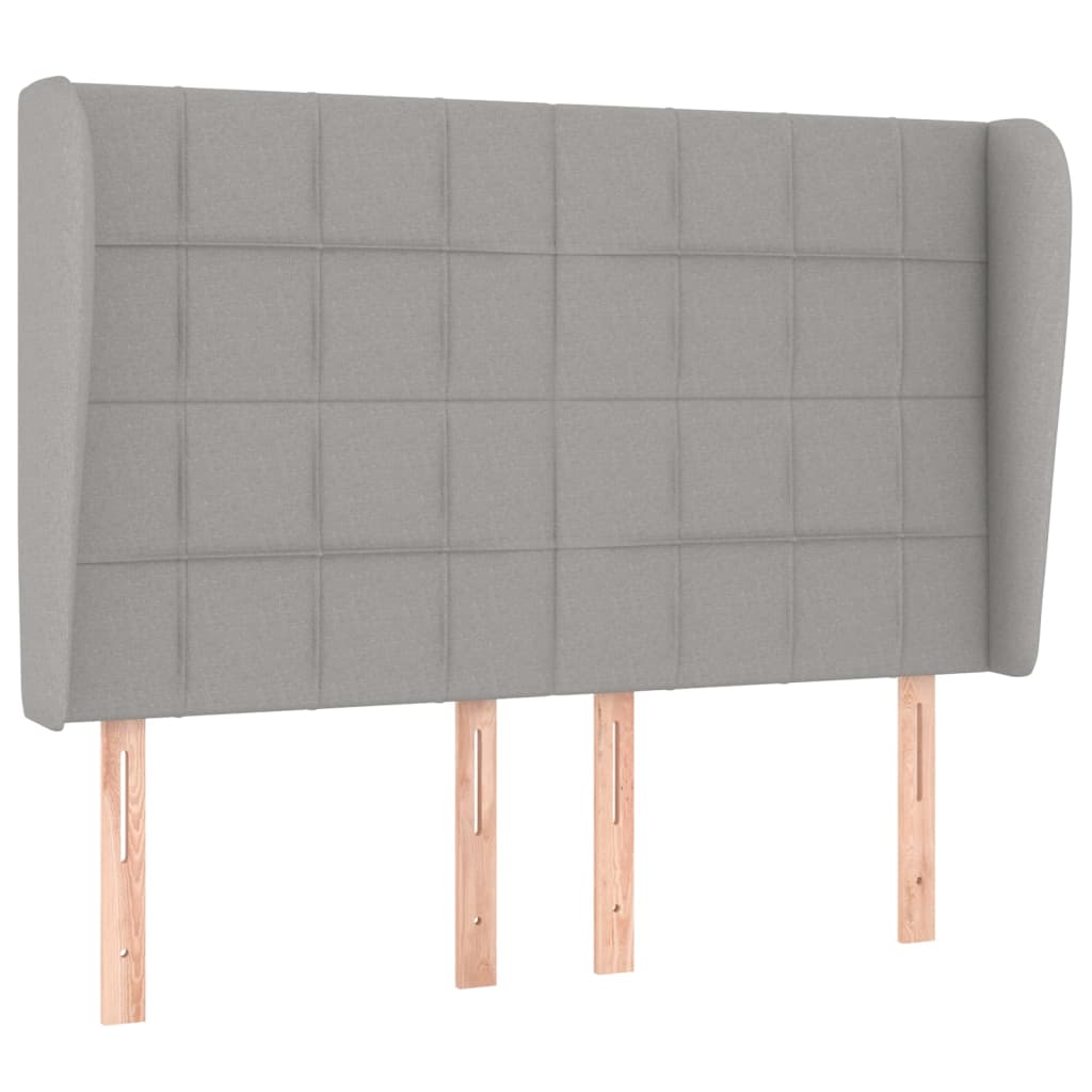 Boxspring Met Matras Stof Lichtgrijs 140 x 190 cm Blok met vierkanten