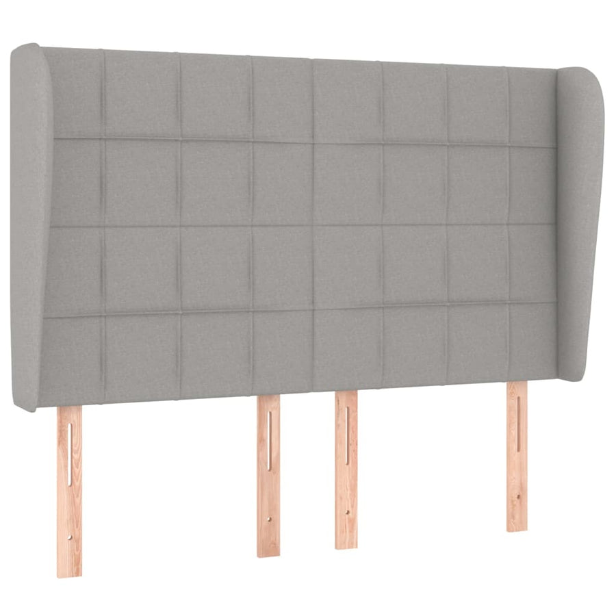 Boxspring Met Matras Stof Lichtgrijs 140 x 190 cm Blok met vierkanten