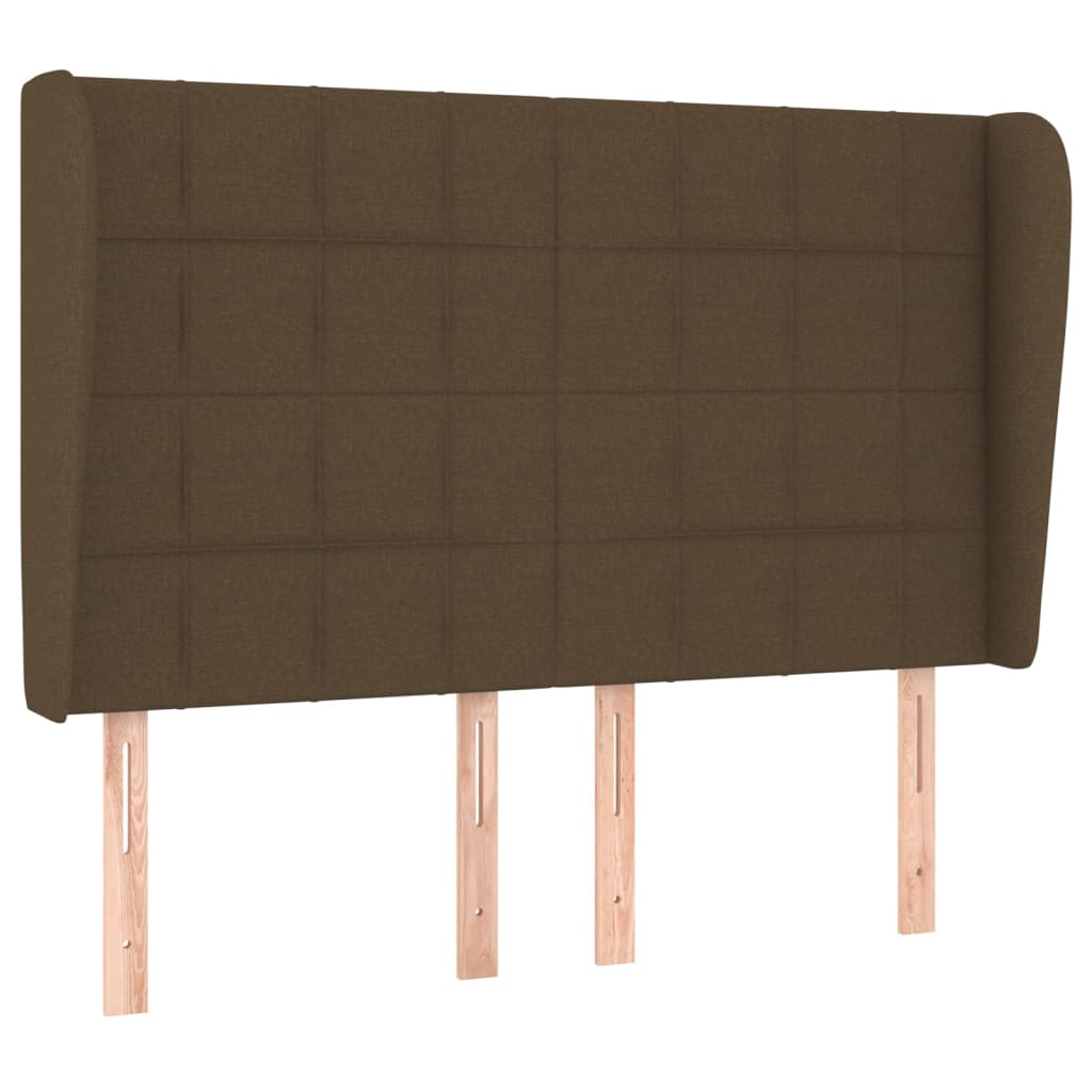 Boxspring Met Matras Stof Donkerbruin 140 x 190 cm Blok met vierkanten