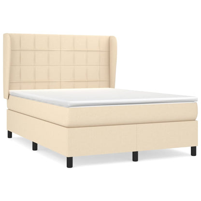 Boxspring met matras stof crèmekleurig 140x190 cm 140 x 190 cm Crème