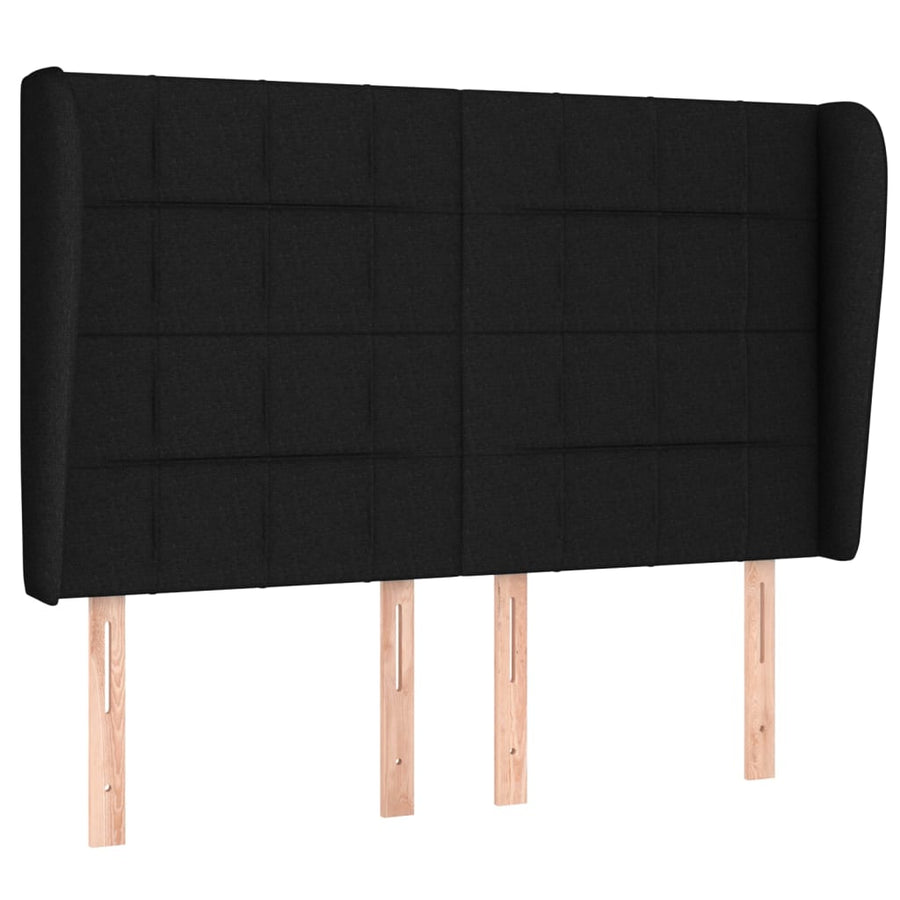 Boxspring Met Matras Stof Zwart 140 x 200 cm Blok met vierkanten