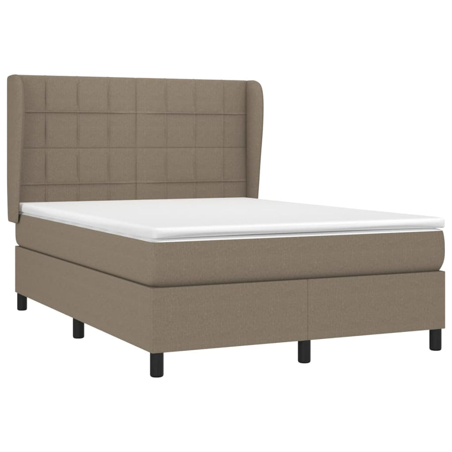Boxspring met matras stof taupe 140x200 cm 140 x 200 cm Taupe