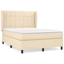 Boxspring met matras stof crèmekleurig 140x200 cm 140 x 200 cm Blok met vierkanten