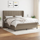 Boxspring Met Matras Stof Taupe 160 x 200 cm Blok met vierkanten