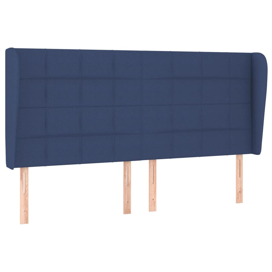 Boxspring Met Matras Stof Blauw 160 x 200 cm Blok met vierkanten