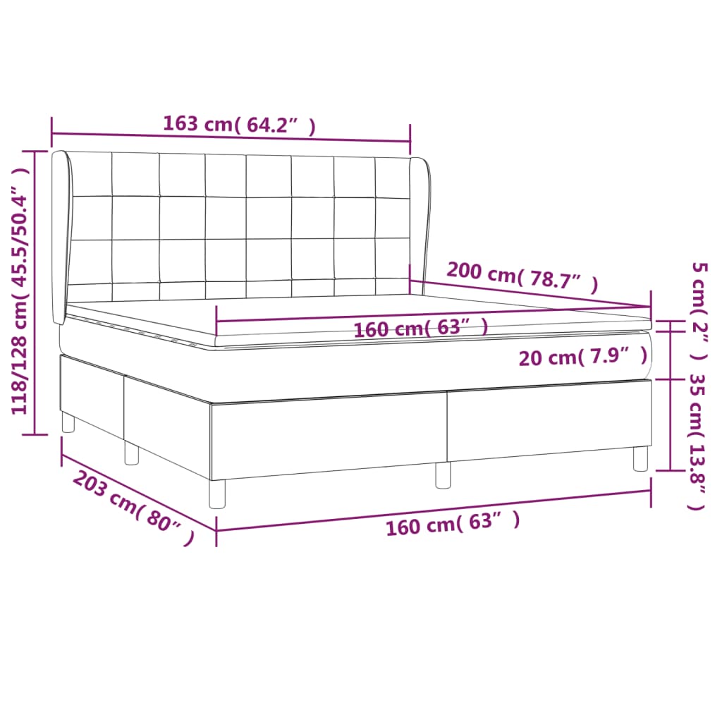 Boxspring Met Matras Stof Blauw 160 x 200 cm Blok met vierkanten