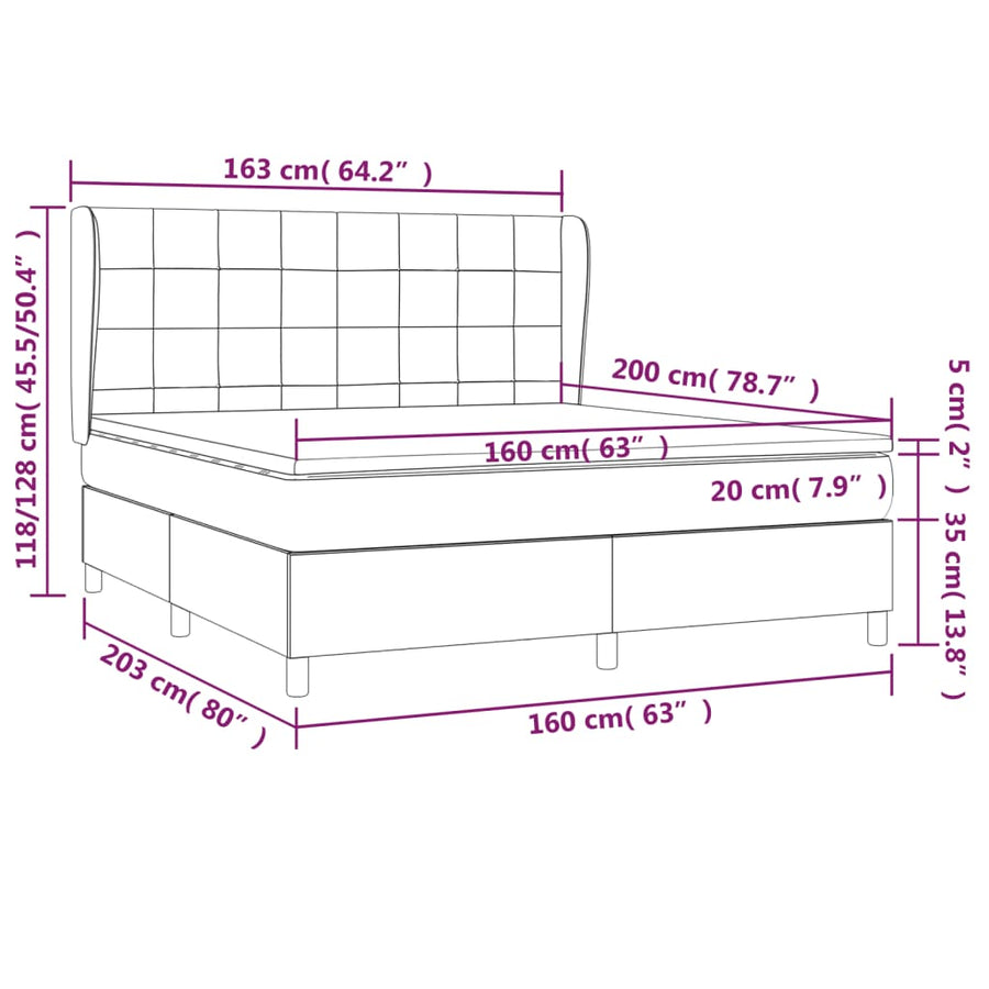 Boxspring Met Matras Stof Blauw 160 x 200 cm Blok met vierkanten