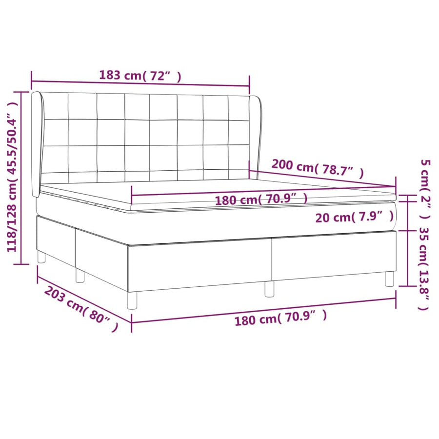 Boxspring Met Matras Stof Donkerbruin 180 x 200 cm Blok met vierkanten
